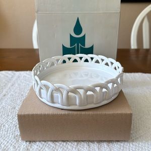 NWB- Vintage PartyLite White Lattice 3 Wick Candle Holder